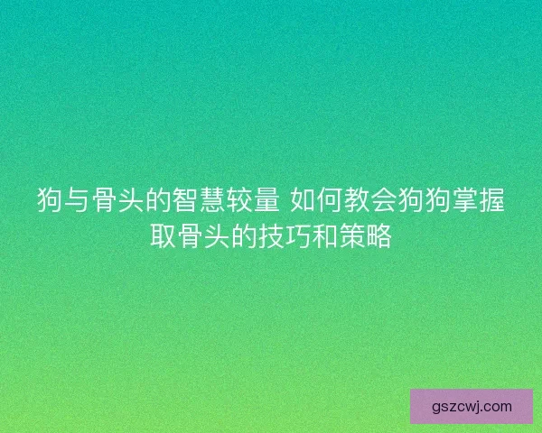 狗与骨头的智慧较量 如何教会狗狗掌握取骨头的技巧和策略