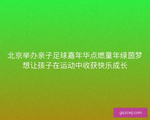 北京举办亲子足球嘉年华点燃童年绿茵梦想让孩子在运动中收获快乐成长